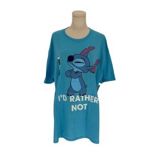 Disney Stitch Graphic T Shirt XL Blue Cotton Polyester Blend Graphic Tee
